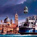 <strong>Arrivée au port</strong> <br />120 x 60 cm <br /> Technique mixte sur toile