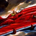 <strong>Pilote rouge</strong> <br />146 x 89 cm <br /> Technique mixte sur toile