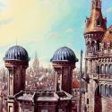 <strong>Yellow sky Barcelona</strong> <br />89 x 130 cm <br /> Technique mixte sur toile