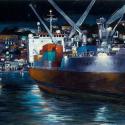 <strong>Cargo de nuit</strong> <br />120 x 60 cm <br /> Technique mixte sur toile